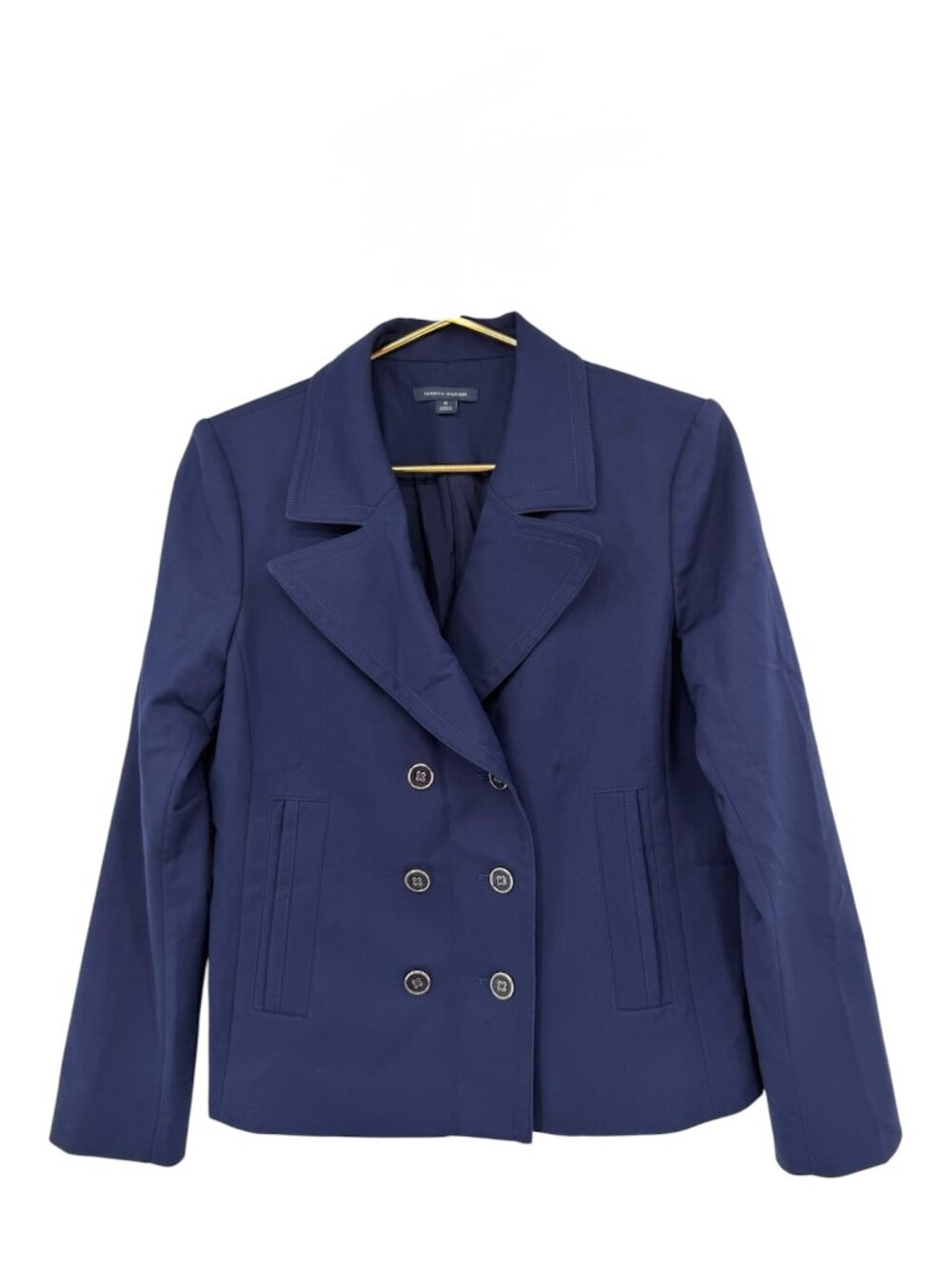 Tommy Hilfiger Women’s M Navy Double Breasted Stretch Blazer Jacket Office